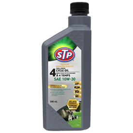Bottle of STP 4-Cycle Oil, SAE 10W-30, 946 mL.