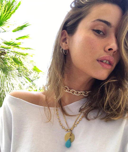 Gabriela Giovanardi wears Soru Jewellery chunky gold and pearl chain necklace 
