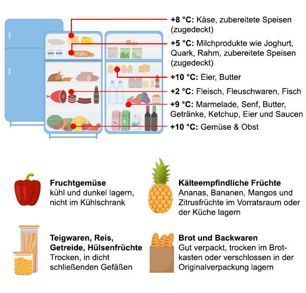 Infografik zu Kühlschranklagerung