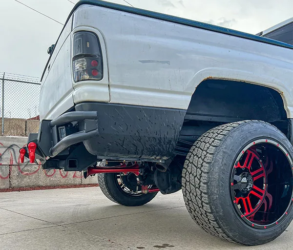 Angled exterior or driveway view Devin's 1999 Dodge 2500 Shocker 232 Spare Tire Delete horn install gallery photo 2