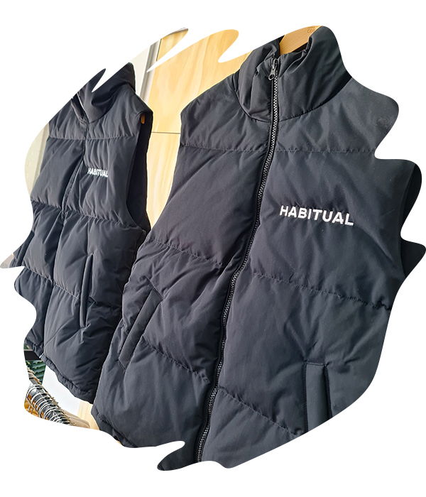 Black puffer vests with 