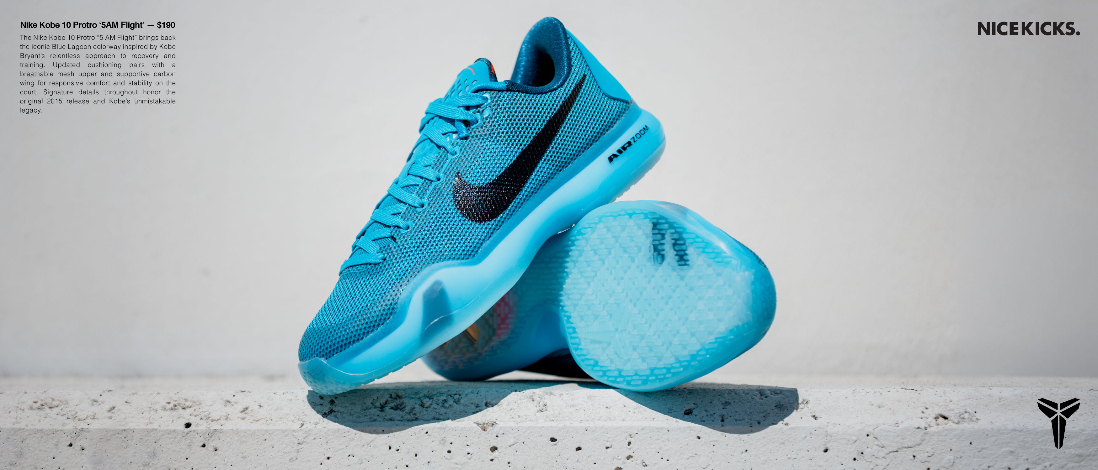 Blue Nike sneakers displayed on a white surface.