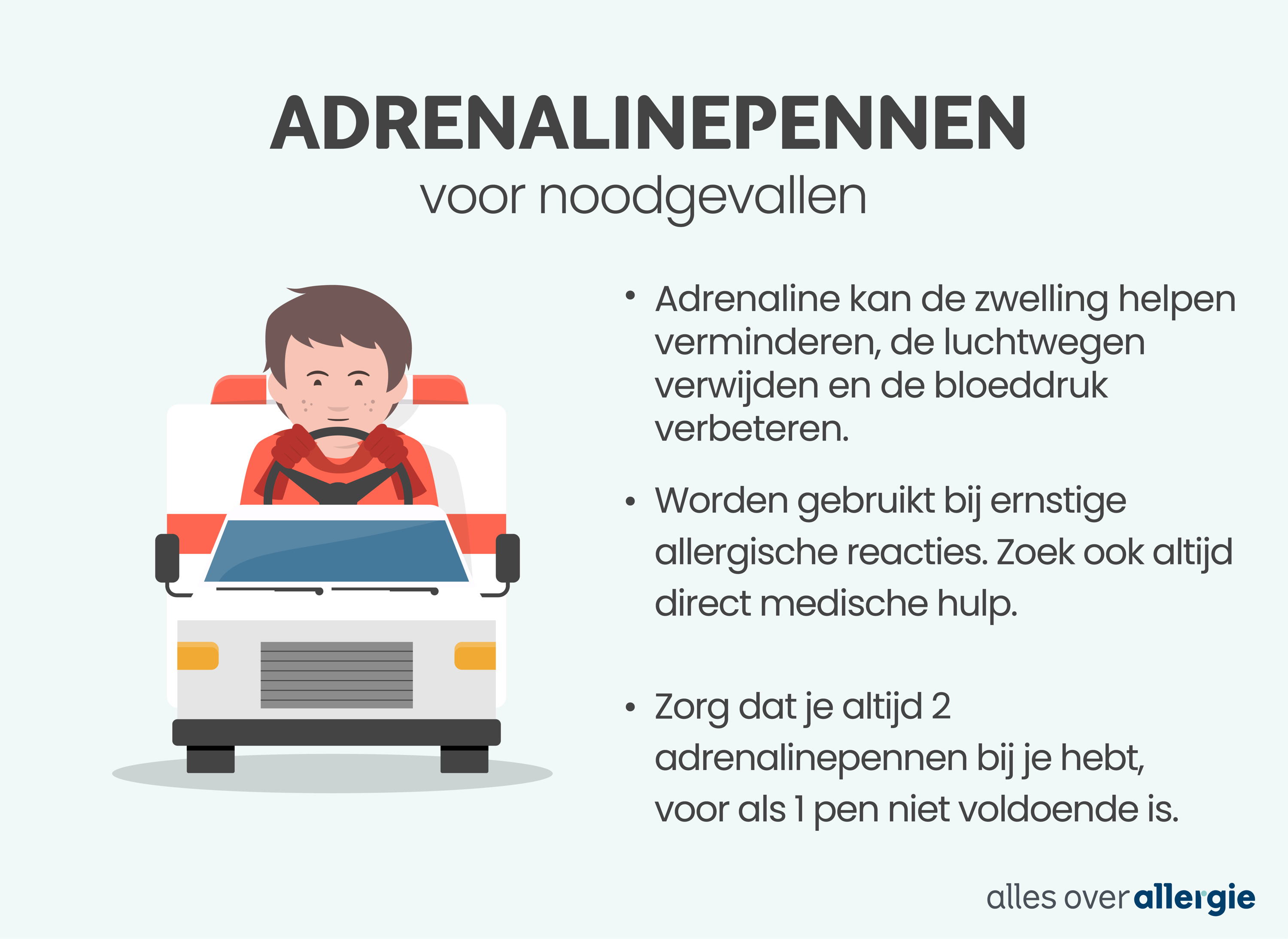 Infographic over adrenaline auto-injectors; dit is spoed allergiemedicatie voor kinderen. 