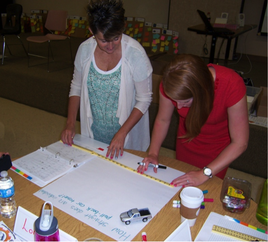 After completing the data collection portion of the activity, groups returned to their tables to analyze their data and report their results.