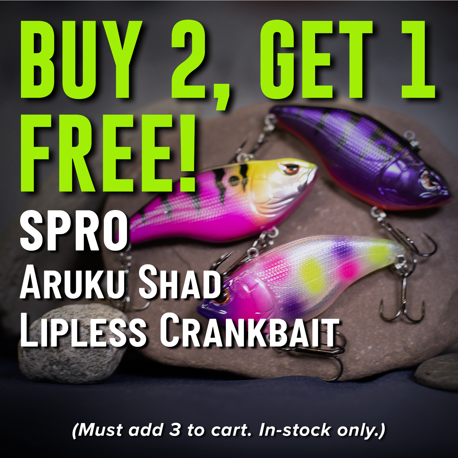 Buy 2, Get 1 Free! SPRO Aruku Shad Lipless Crankbait (Must add 3 to cart. In-stock only.)