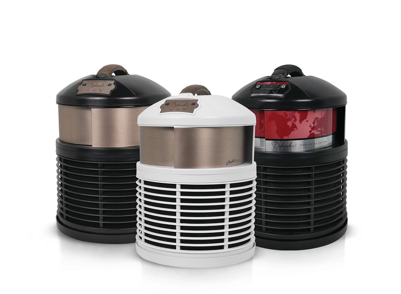 defender air purifier in three colors