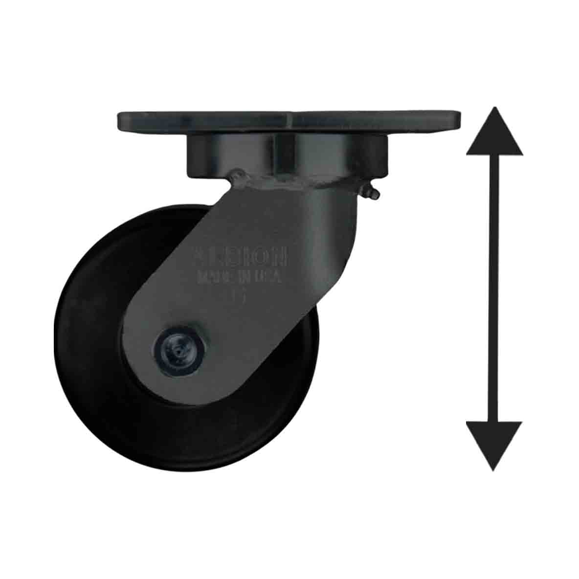 Swivel & Rigid Plate Casters with an overall height of 8 inches from top of plate to bottom of wheel