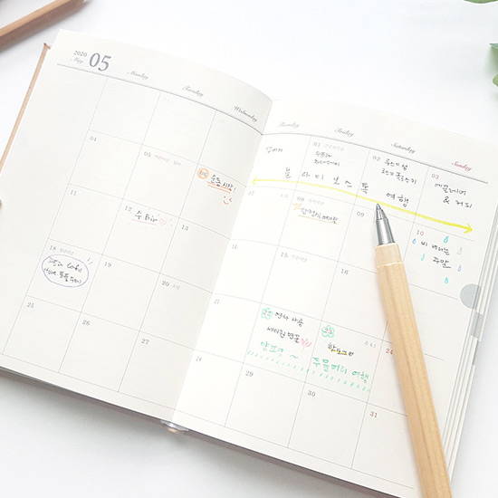 Monthly plan - O-CHECK Eco-friendly 2020 A6 dated daily diary planner