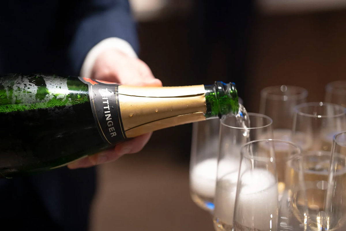 Tattinger Champagne being poured