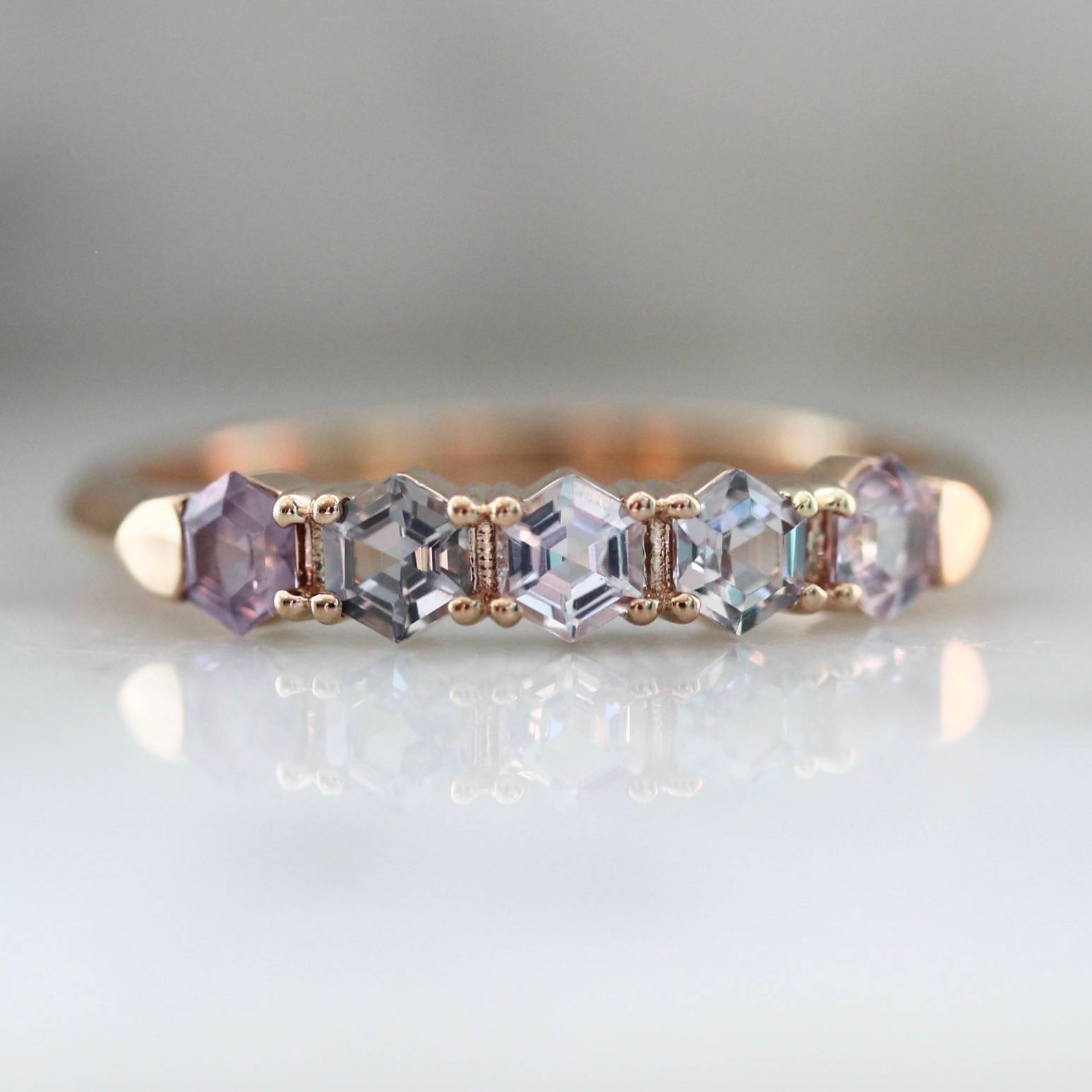 hexagon ombre sapphire band