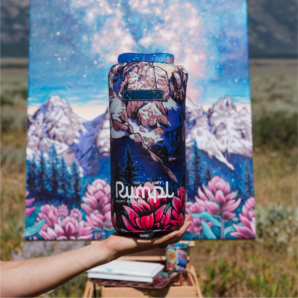 Rachel Pohl art on Rumpl Teton Dreams blanket