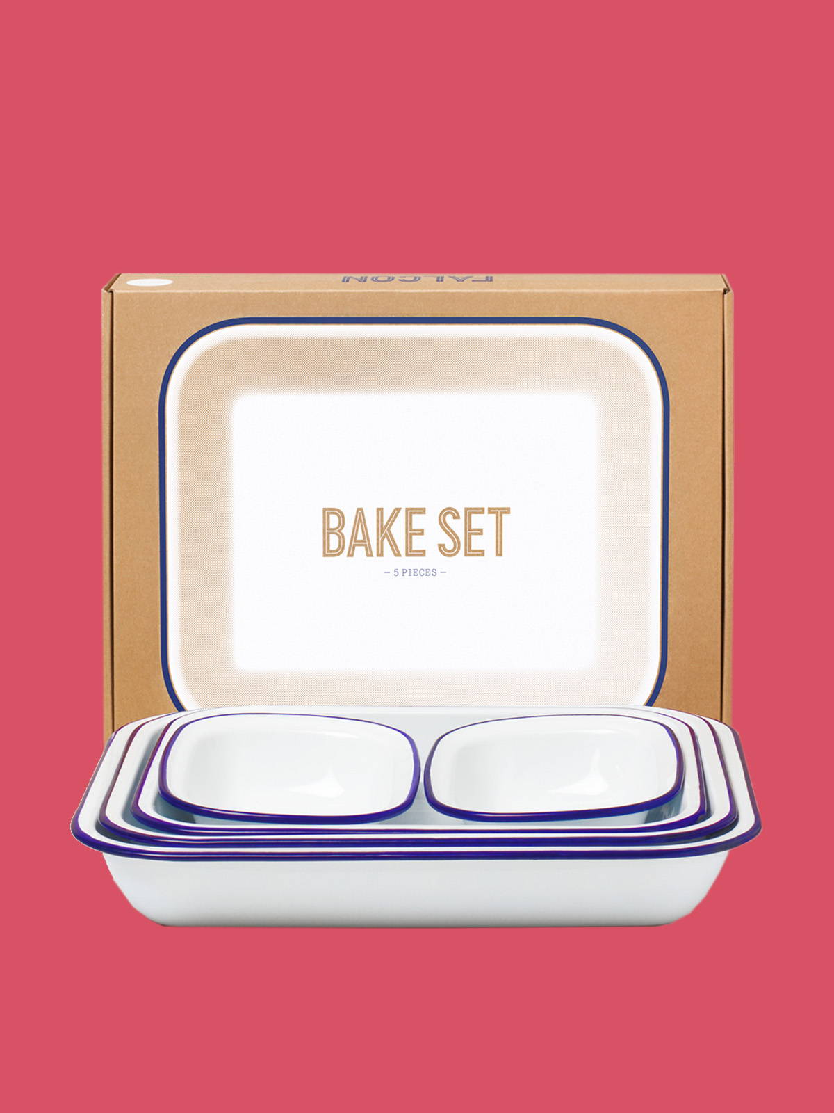 A product image of the Falcon Enamelware Bake Set in Original White.
