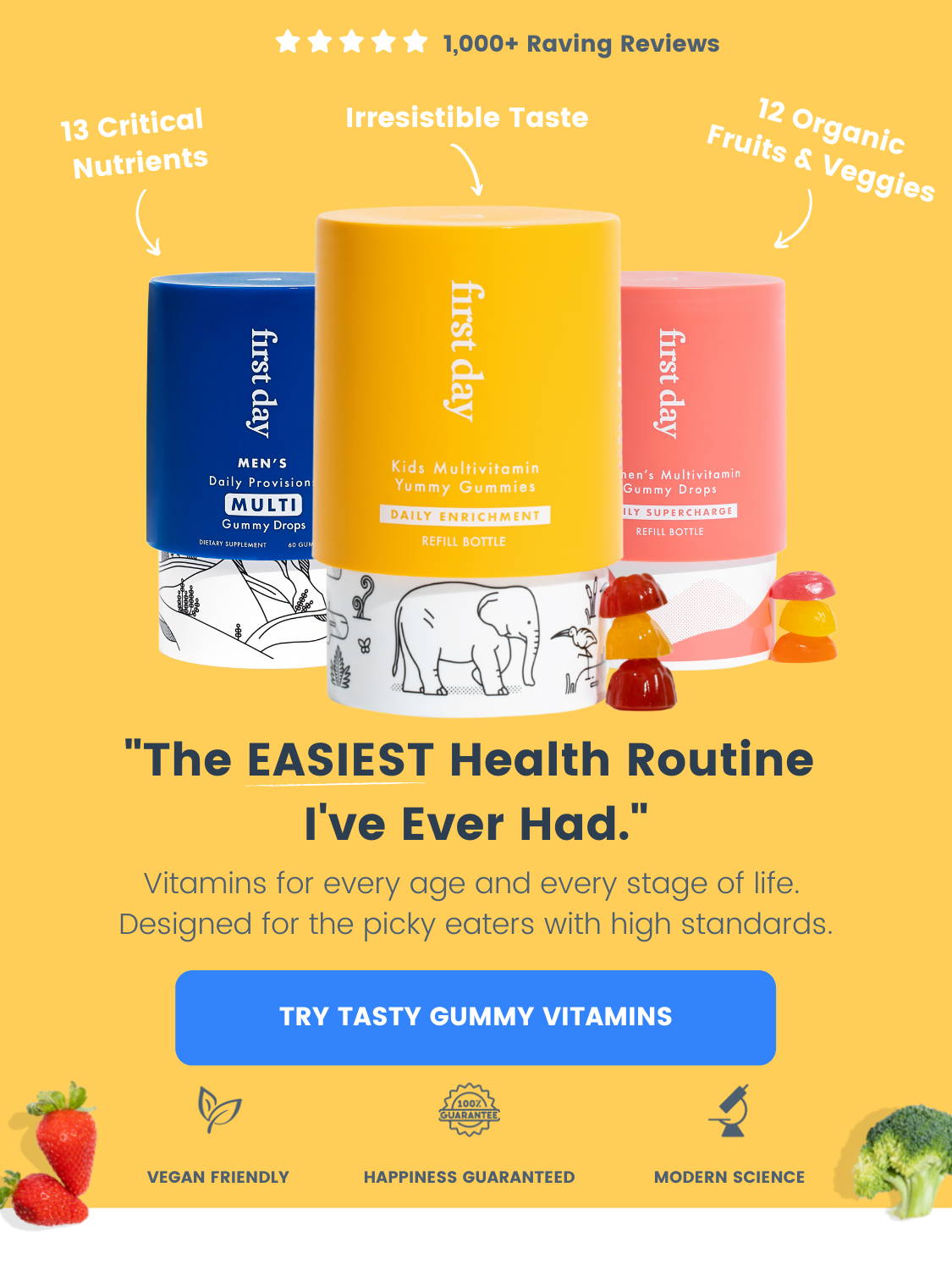 Introducing First Day vitamins. Many people say it's the easiest health routine they ever had. Click to shop now