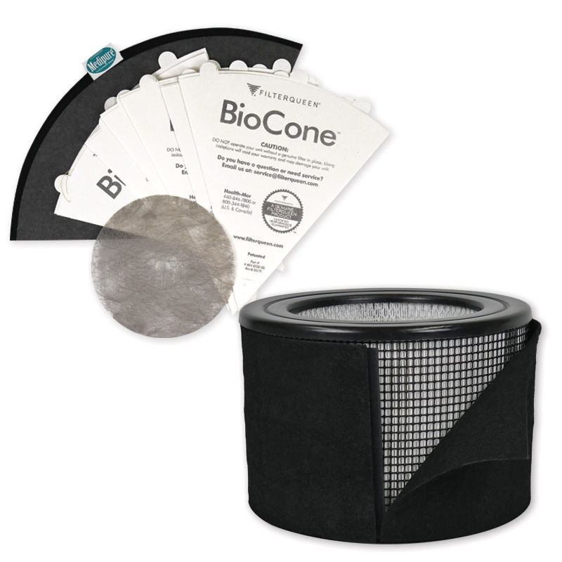 BioCone filter kit with various filter papers and a mesh container.
