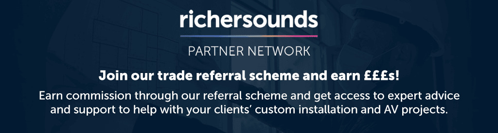 Richer Sounds Partner Network advertisement for trade referral scheme and commission.