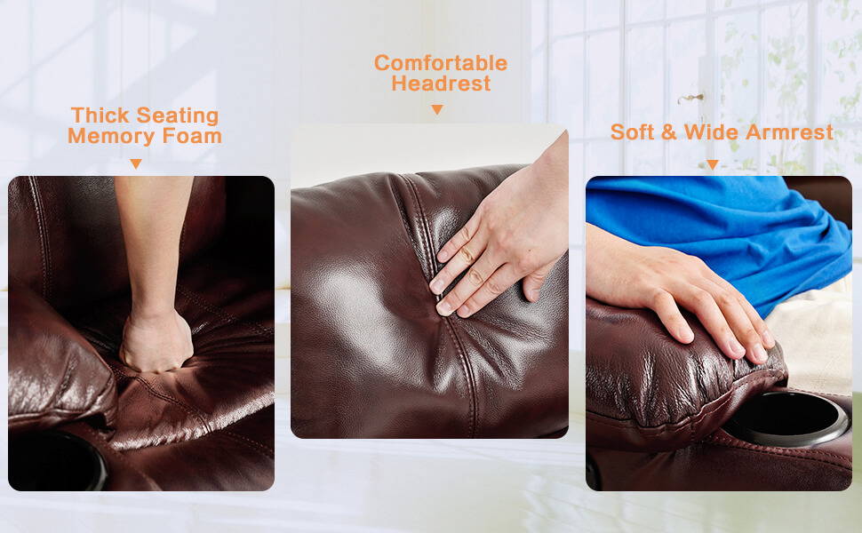 ASJMREYE 3-Positionen-Powerlift-Liegestuhl aus echtem Leder mit Massage und Wärme für ältere Menschen