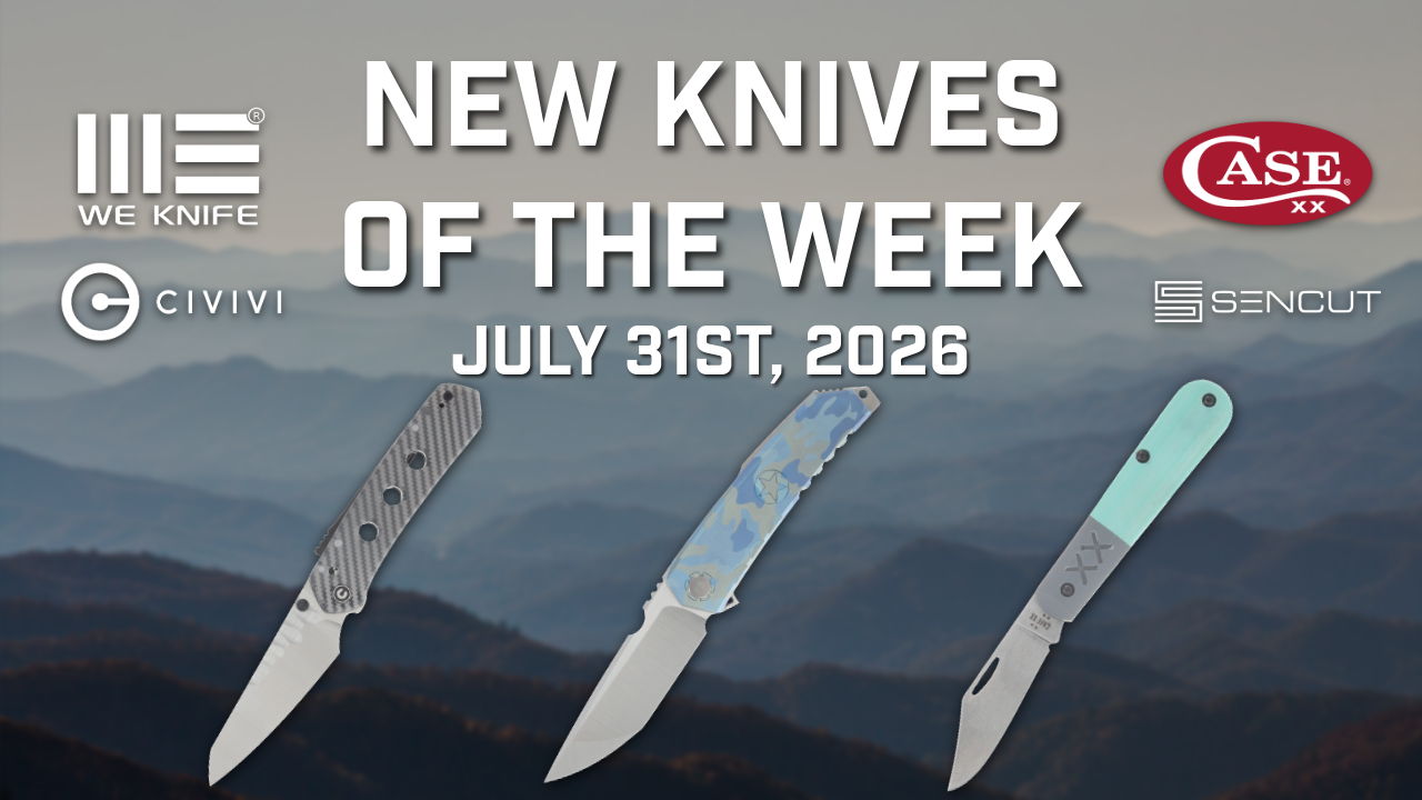 New knives of the week, July 31st, 2026, featuring various knife designs.