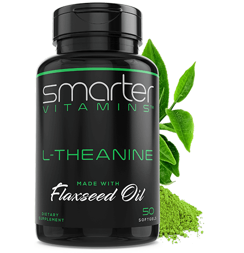Bottle of smarter L-Theanine, made with flaxseed oil.