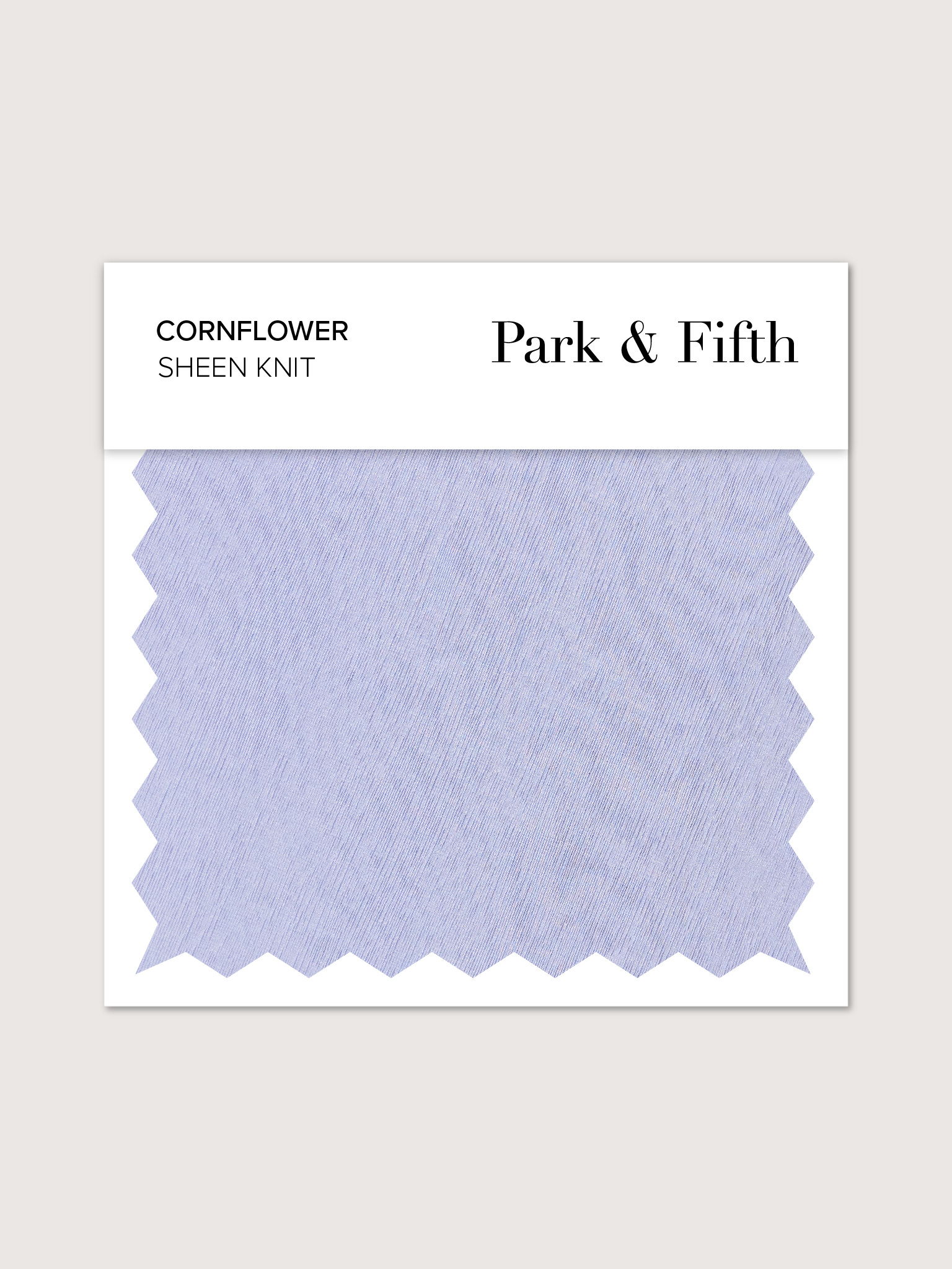 Swatch of cornflower blue sheen knit fabric by Park & Fifth.