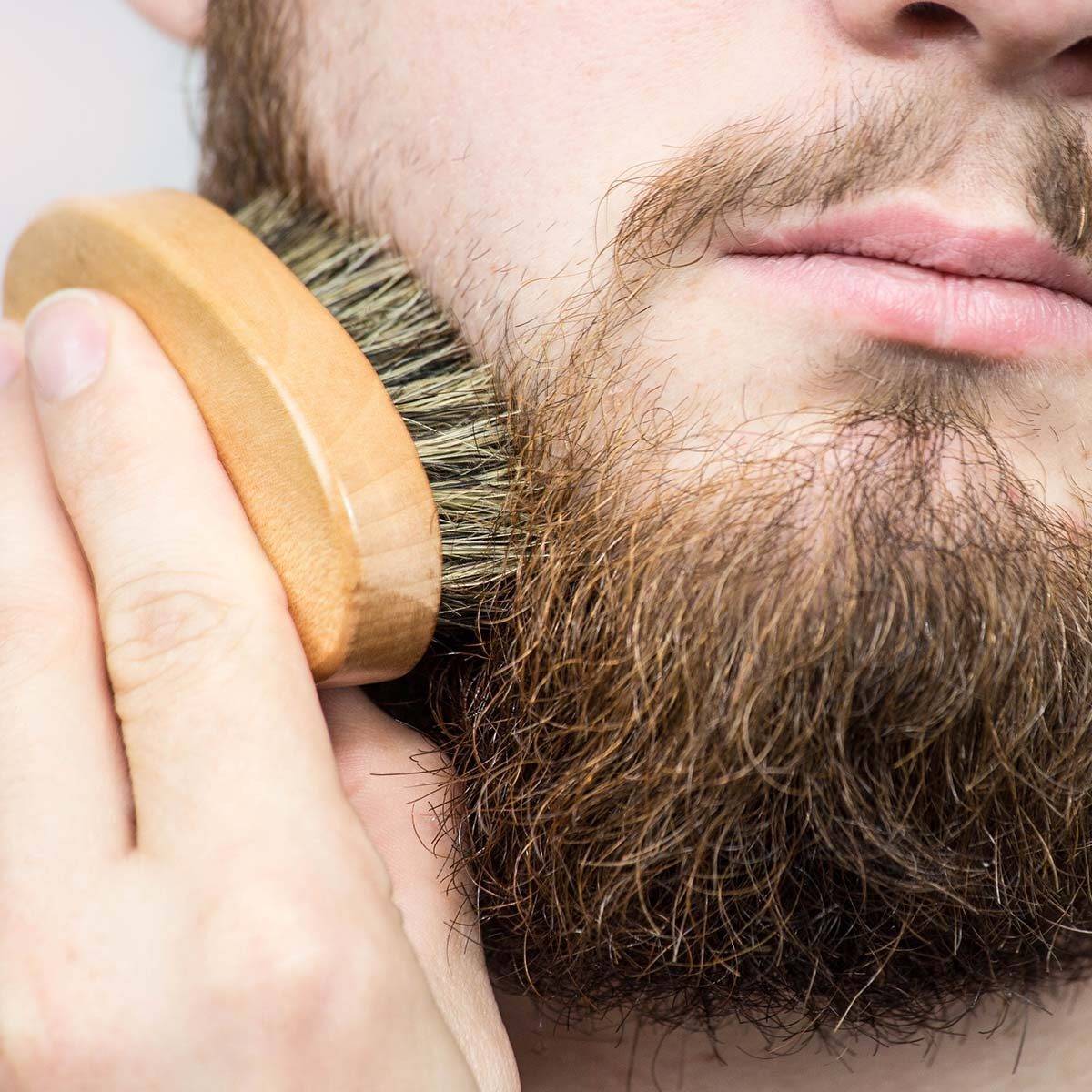 Man Brushing Beard