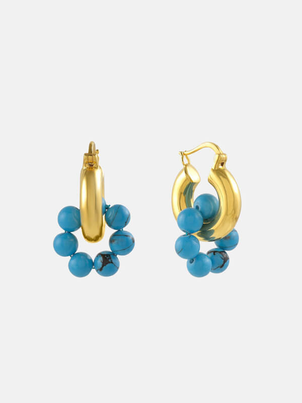 Shyla Sura Chunky Hoop Earrings Turquoise.