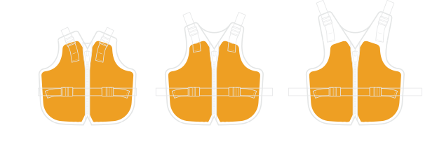 Illustration - Other brands have one size of foam body for all sizes for a bulky, uncomfortable fit with a mismatched buoyancy.