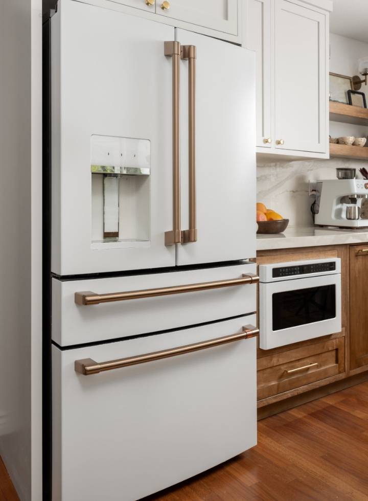Cafe Range, Refrigerator & Built-in Microwave Drawer Oven