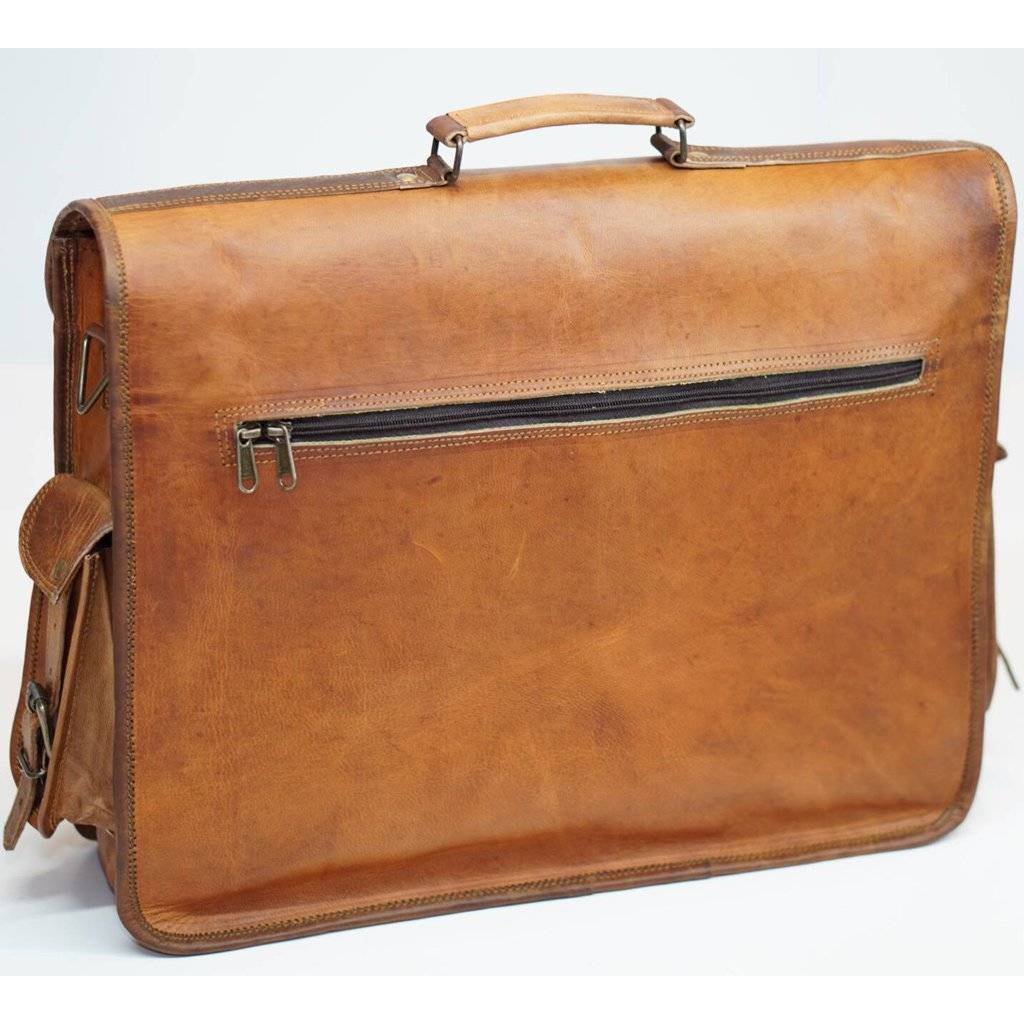 Men's Leather Laptop Bag - Briefcase Messenger Bag Full Grain Leather