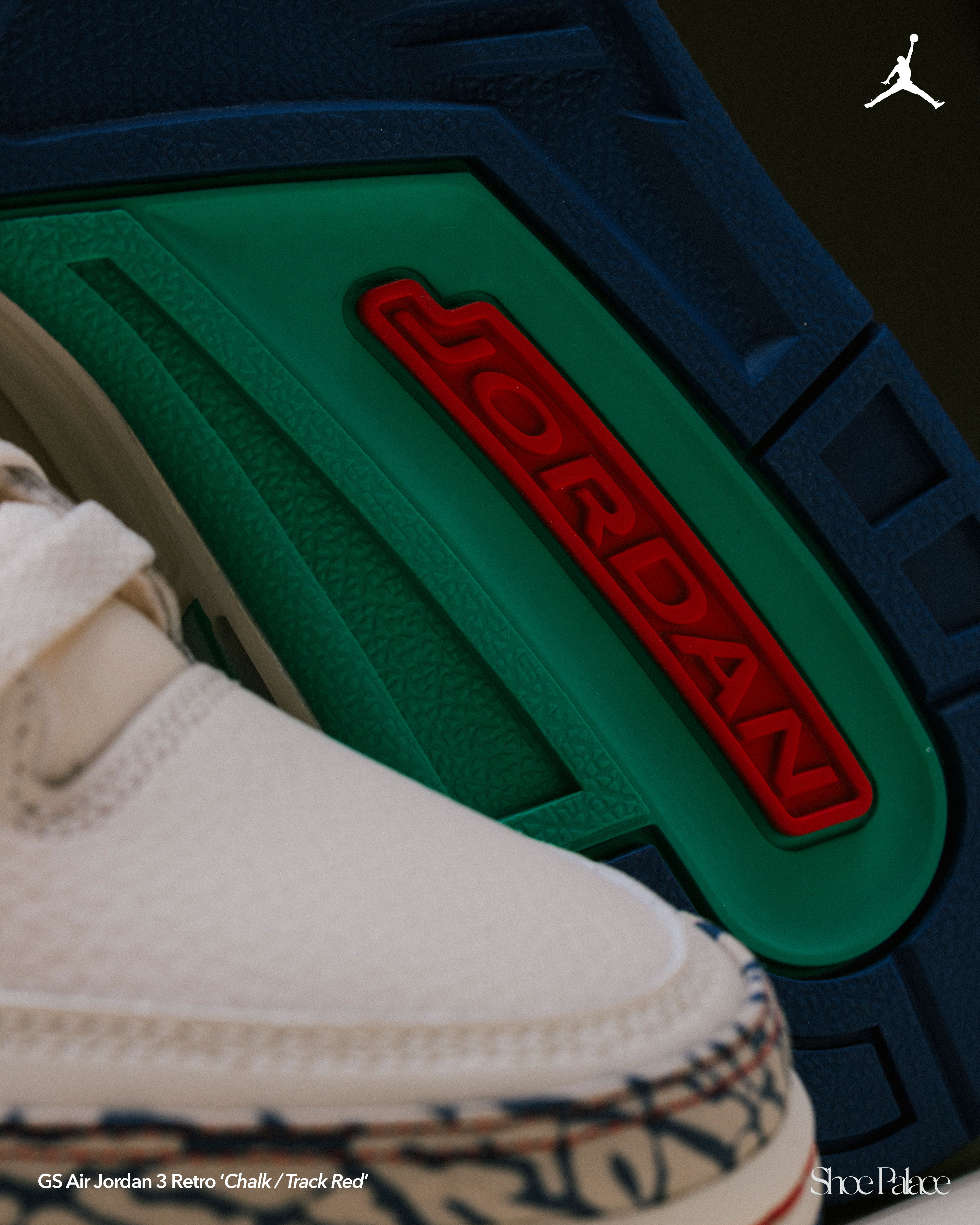 Close-up of a sneaker sole featuring the word 