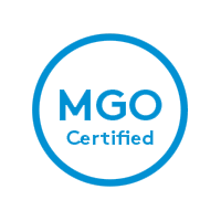 MGO Certified logo in blue text within a circular design.