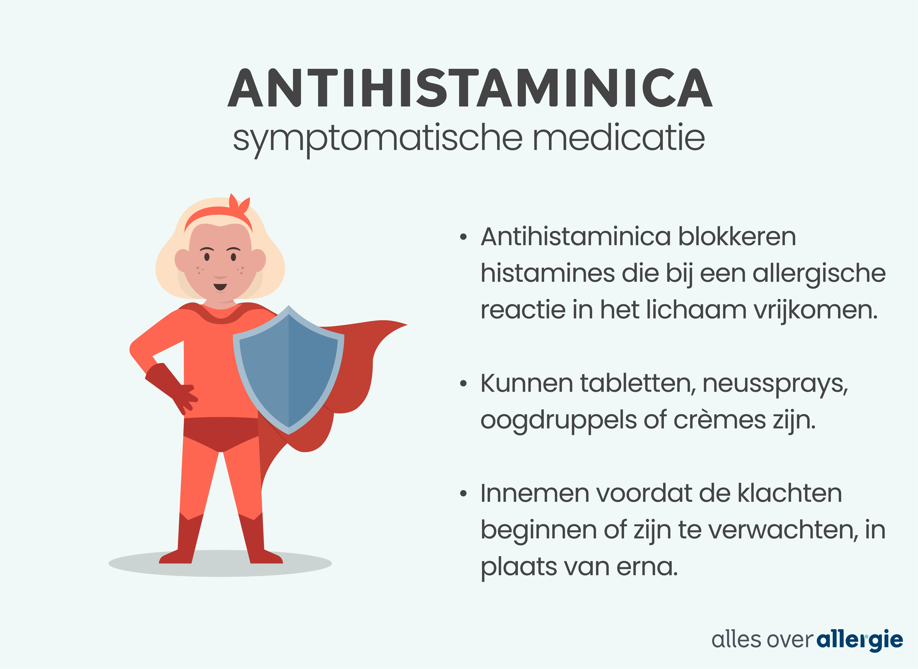  Infographic over antihistaminica; dit is veelgebruikte allergiemedicatie voor kinderen om hun allergieklachten te verzachten. 