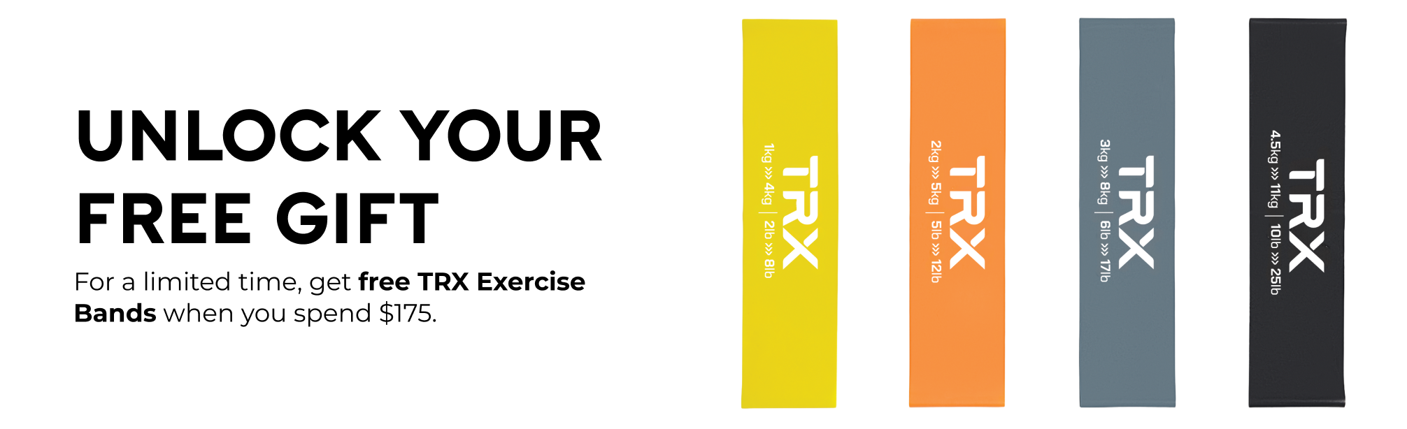Promotional banner for TRX exercise bands with a free gift offer.