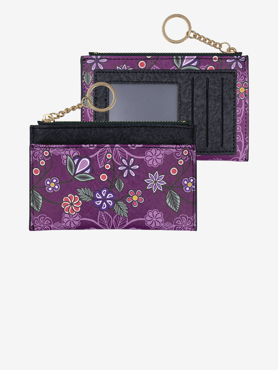 Ojibwe Florals Zippered Card Wallet by Storm Angeconeb