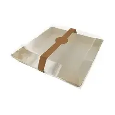 A square wooden plate with a clear lid and an adhesive seal wrap