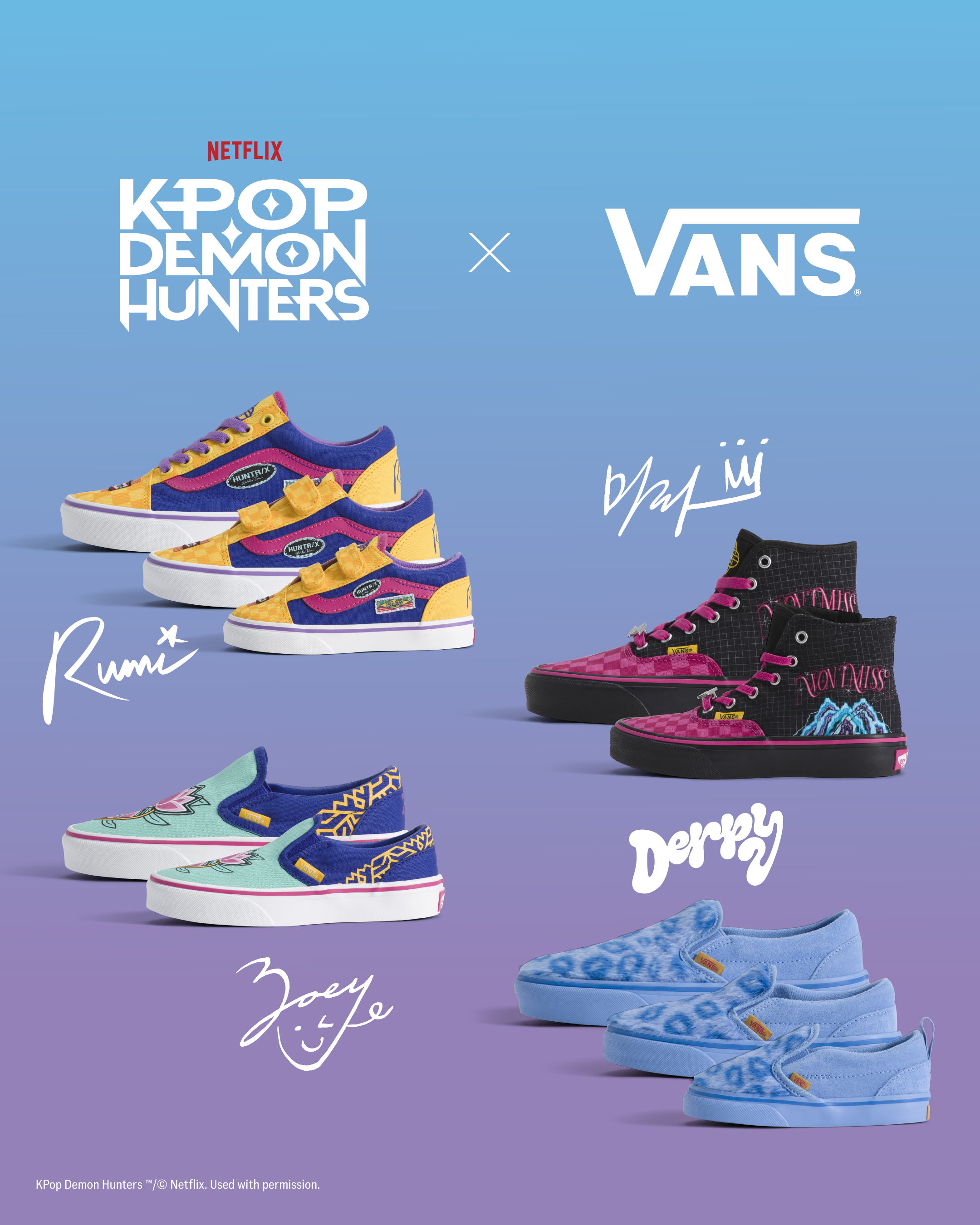 Kpop Demon Hunters x Vans sneaker collaboration promotional image.