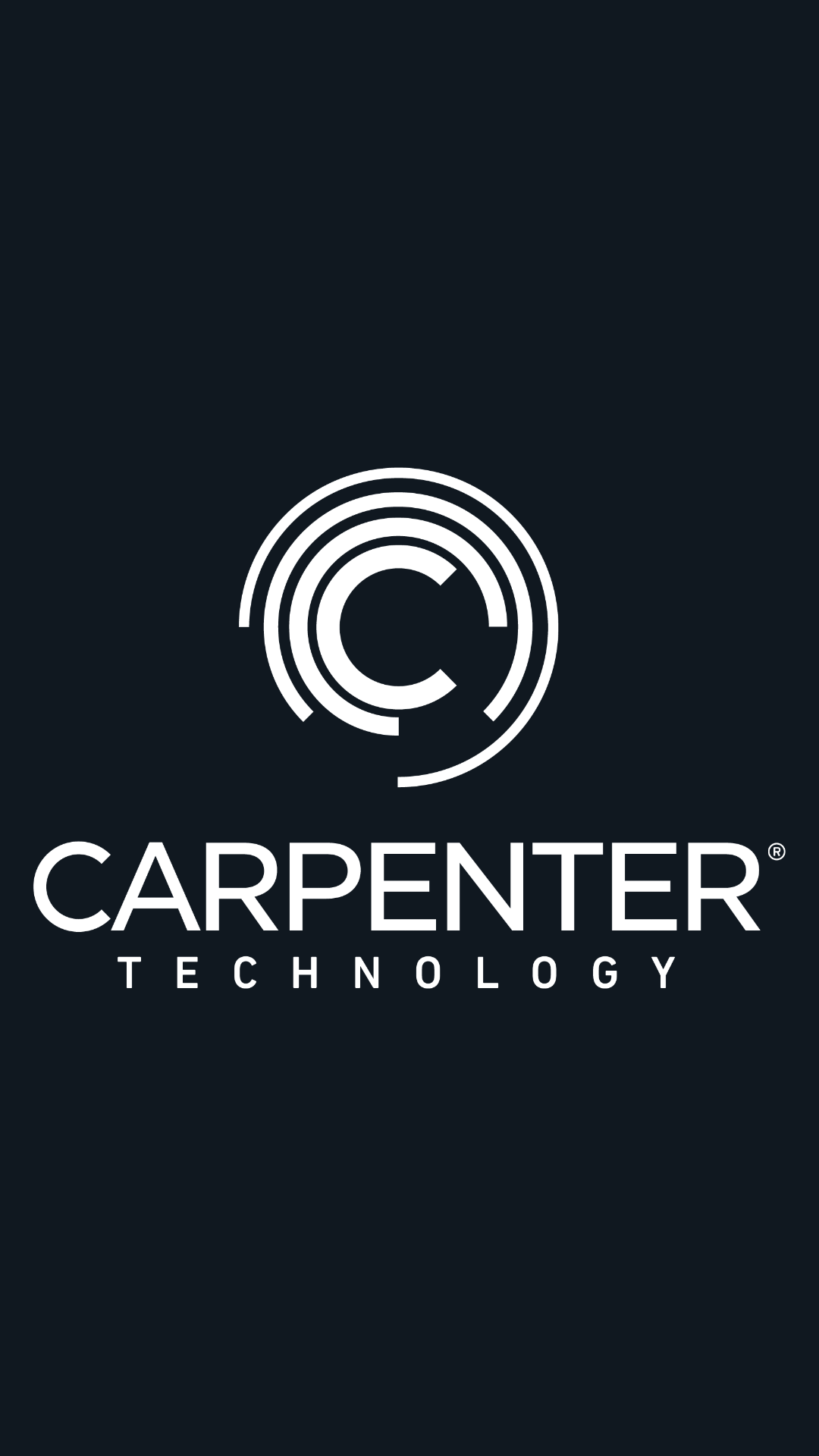 Carpenter Technology logo on a dark background.
