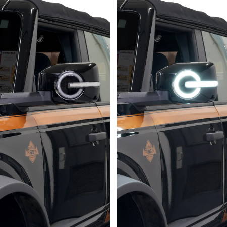 IAG I-Line Side Mirror Lighted Cap for 2021+ Ford Bronco Lighting Comparison