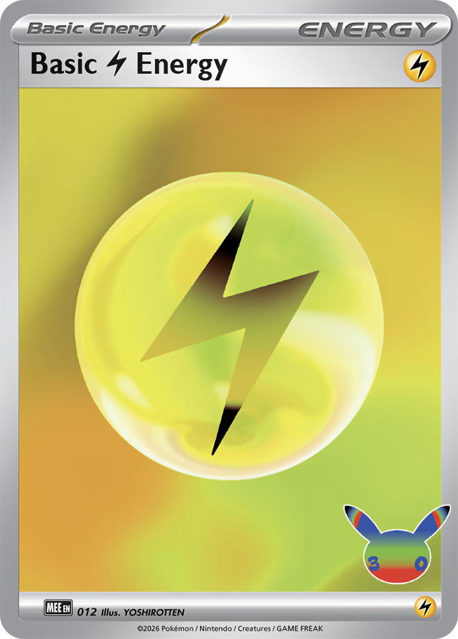 A futuristic lightning energy from the Pokémon TCG's 30th Celebration expansion.