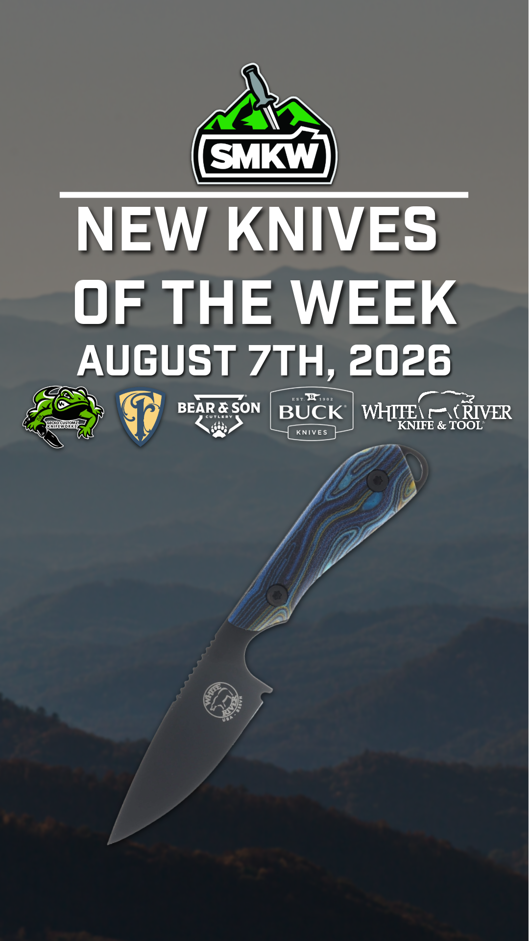 Promotional image for new knives of the week, August 7th, 2026.