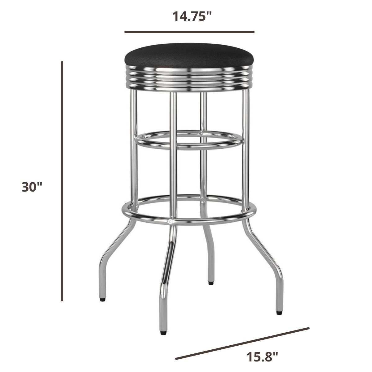 30 inches tall assembled stool with 14 inches seat