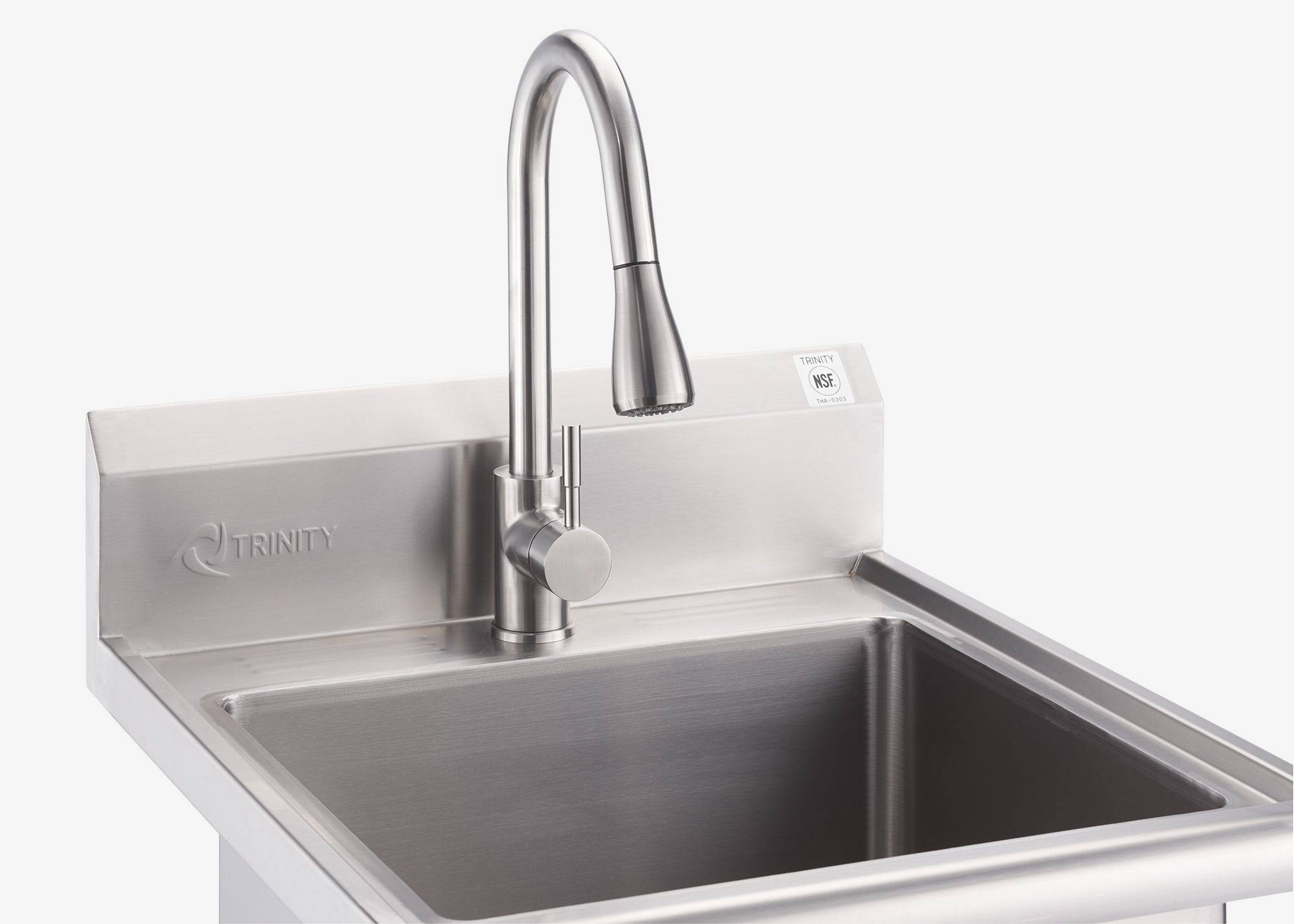 stainless steel trinity sink with pull-out faucet