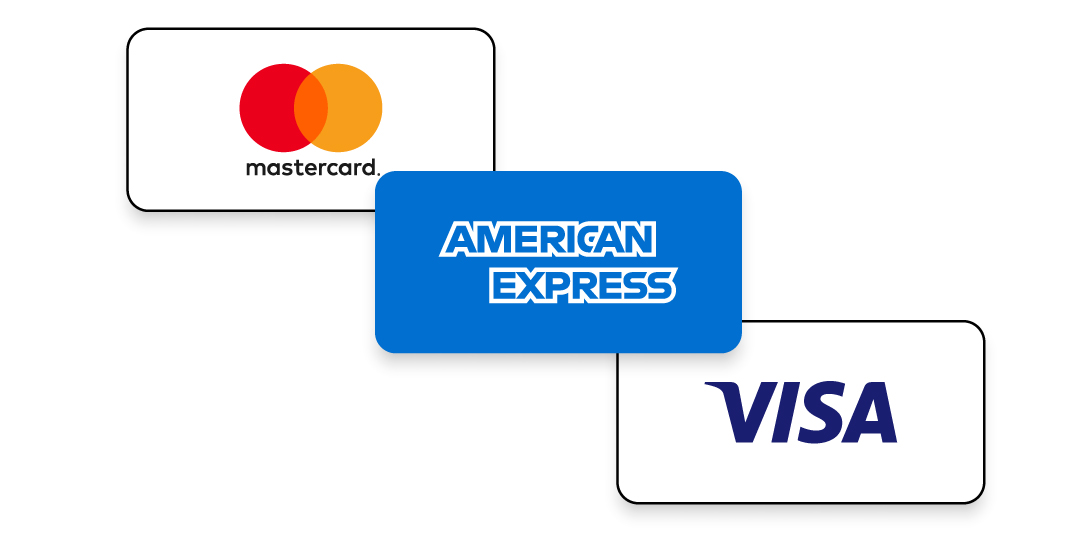 Credit card payments on our website without extra fees. Supports Visa, Mastercard, and AMEX.