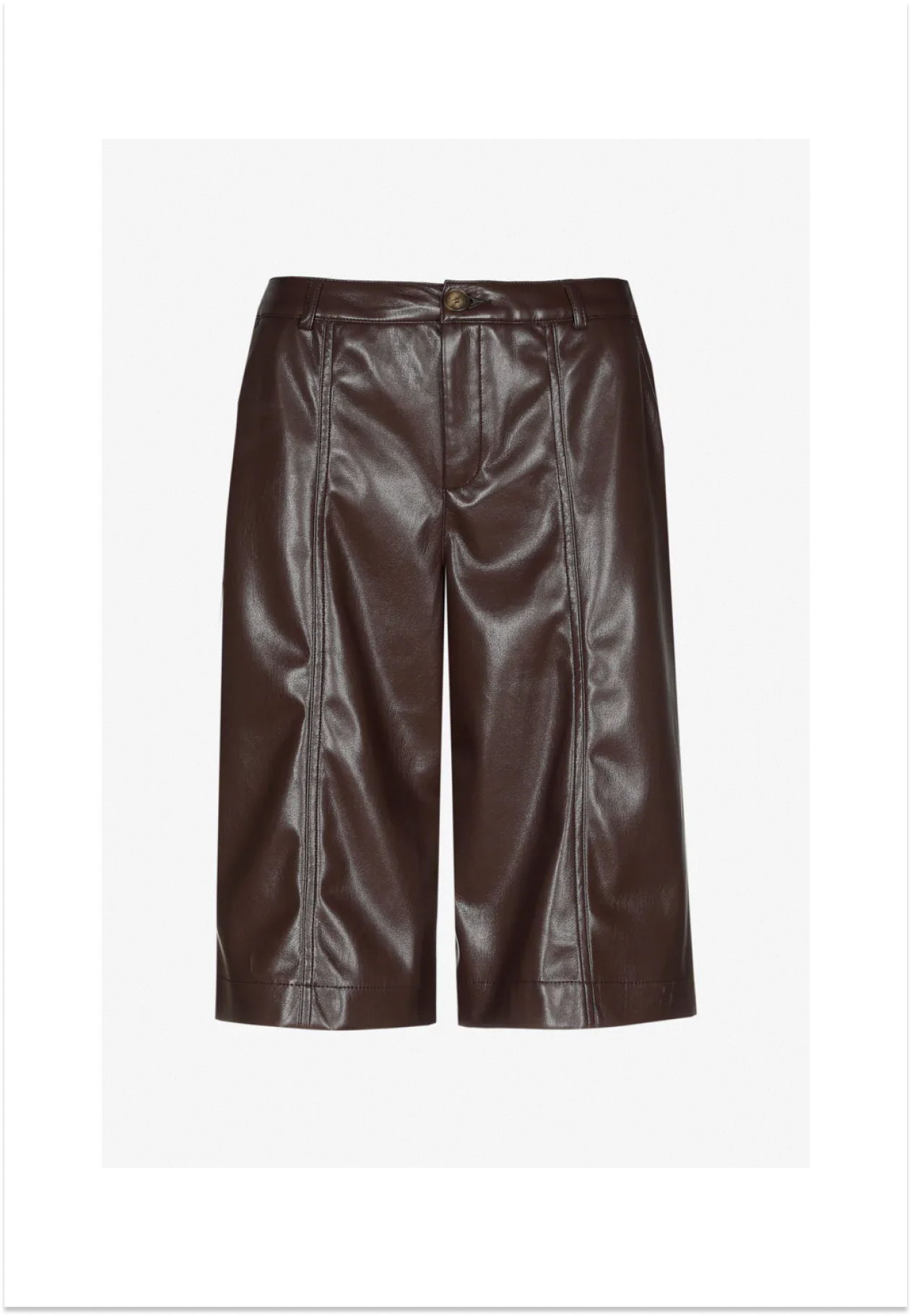 Brown leather shorts with a tailored design.