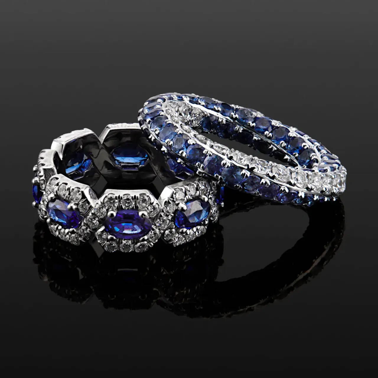sapphire and diamond eternity bands