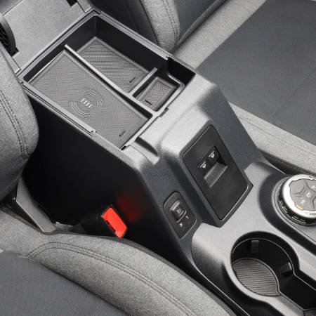 IAG I-Line Armrest Organizer with Wireless Charging Pad for 2021+ Ford Bronco - Installed 1