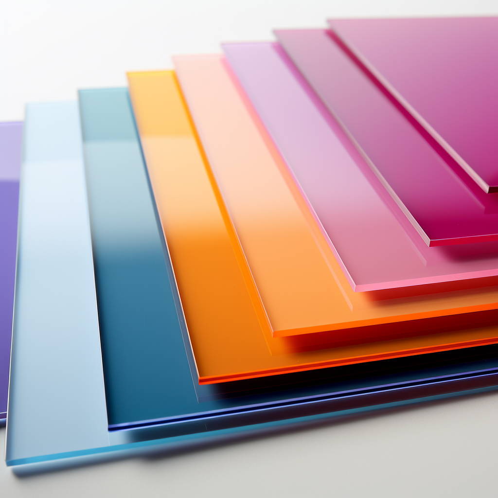 Produktfotos von ESG-Glasplatten in verschiedenen RAL-Farben