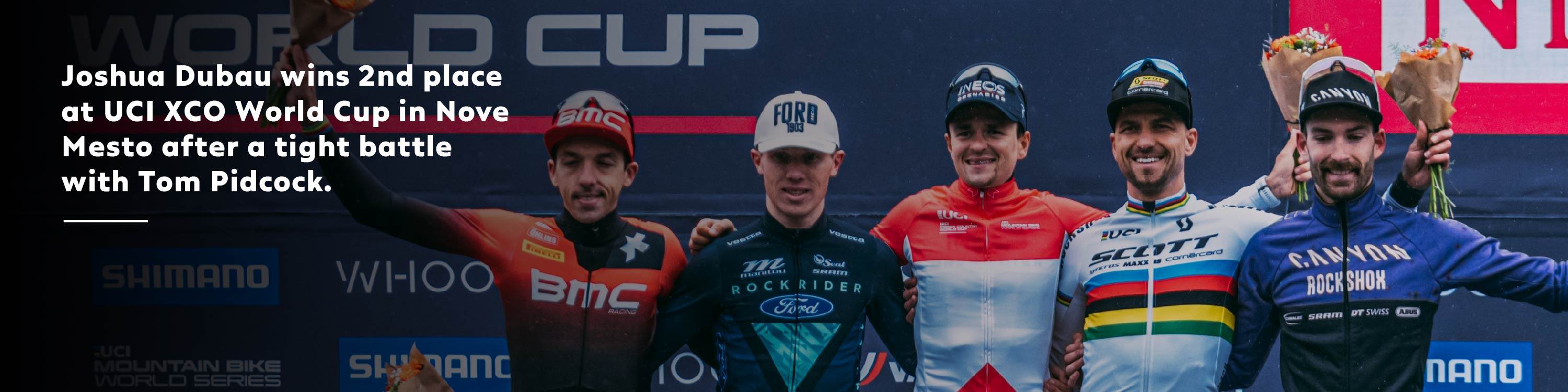 Joshua Dubau wins 2nd place at UCI XCO World Cup in Nove Mesto after a tight battle with Tom Pidcock.