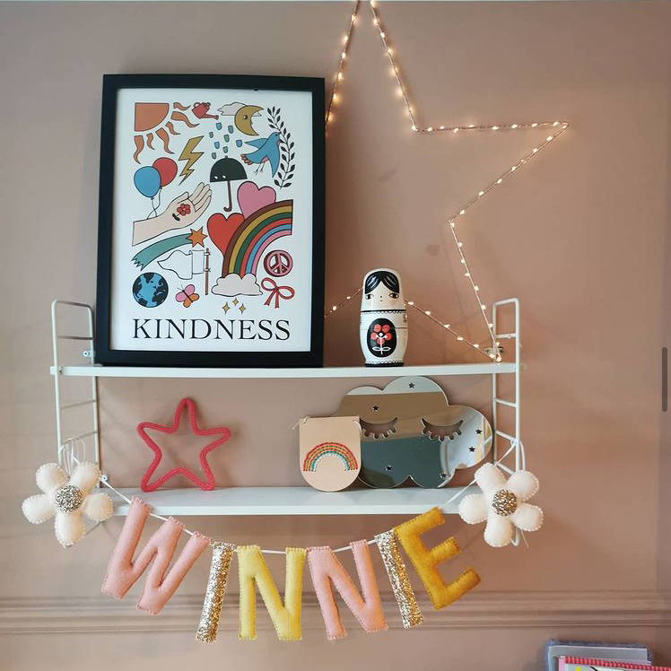 Osby star light displayed on shelf in children's bedroom
