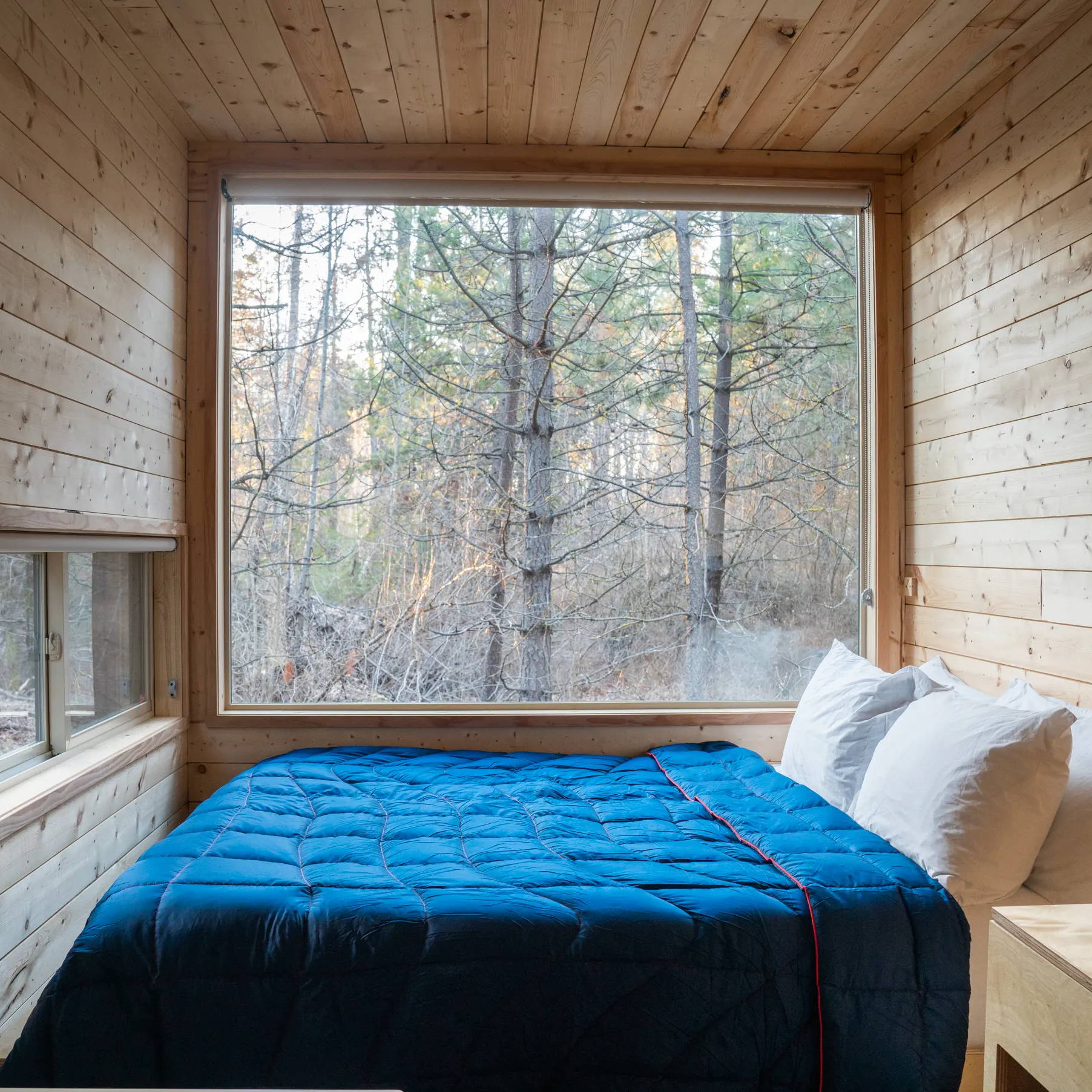 Rumpl deepwater blanket inside a Getaway cabin