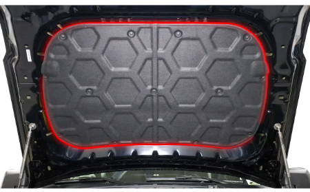 IAG I-Line Hood Pad Isolator, Flocked - Black for 2021+ Ford Bronco- Outlined